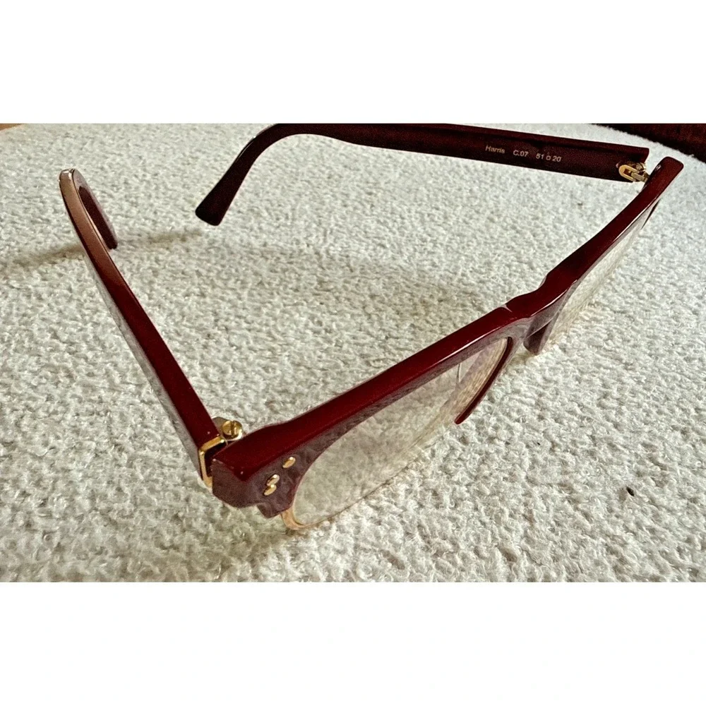 SHAUNS Harris Italian Eyeglasses Burgandy Gold Rim CatEye 51-20 C.07 Frames only